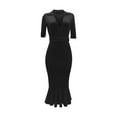 thumbnail image 6 of LFEOOSTWomen's Sexy Bodycon Maxi Dress Wrap V Neck Waist Belt Fishtail Hem Dresses Evening Gown Cocktail Party Long Dress, 6 of 7