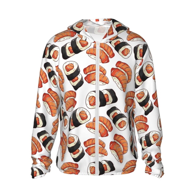 Vsdgher Sweat à Capuche Imprimé Rouleau de Sushi pour Adultes, Protection Solaire à Manches Longues pour Hommes et Femmes, Pêche, Course, Natation - 3TG