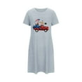 thumbnail image 6 of Elvqul Women's Nightgowns on Womens Pajamas Dress Blue Short Sleeve Pull on Short Nightgowns, 6 of 7