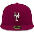 thumbnail image 2 of Men's New Era Cardinal New York Mets White Logo 59FIFTY Fitted Hat, 2 of 6