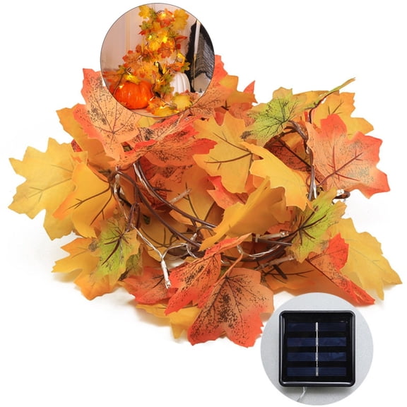 WNFJR Fall Decorations for Home Maple Leaf Garland with Lights Waterproof String Lights, Thanksgiving Halloween Fall Decor Indoor Outdoor Autumn