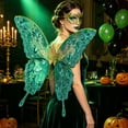 thumbnail image 4 of Halloween Butterfly Wing Costume Prop, Polyester Construction, Wearable Costume Backpiece for Halloween Party and Dress-Up Events, Indoor Display for Living Room, Bedroom, Mantel and Shelf, Green, 4 of 5