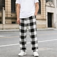 thumbnail image 2 of ibiyuan Mens Pajama Pants Set Cotton Lightweight Plaid Sleep & Lounge 3-Pack PJ Bottoms with Pockets and Button Fly, 2 of 9