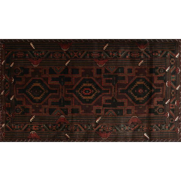 Ahgly Company Indoor Rectangle Traditional Black Brown Persian Area Rugs, 2' x 3'