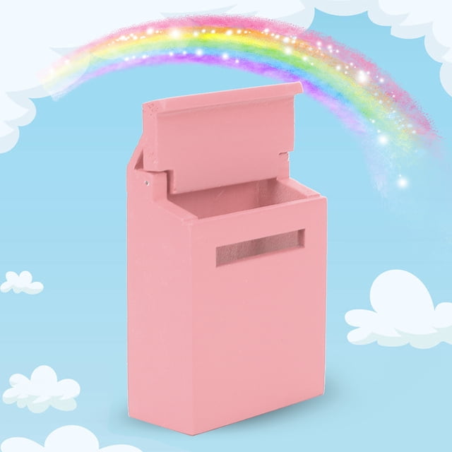 Accesorios para casas de muñecas Jadeshay Mini casa de muñecas Buzón de Color Madera 1:12