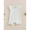 thumbnail image 2 of Bagilaanoe Newborn Baby Girl Rompers Summer Lace Fly Sleeve Bodysuit 3M 6M 12M 18M Infant Short One Piece Jumpsuit, 2 of 7