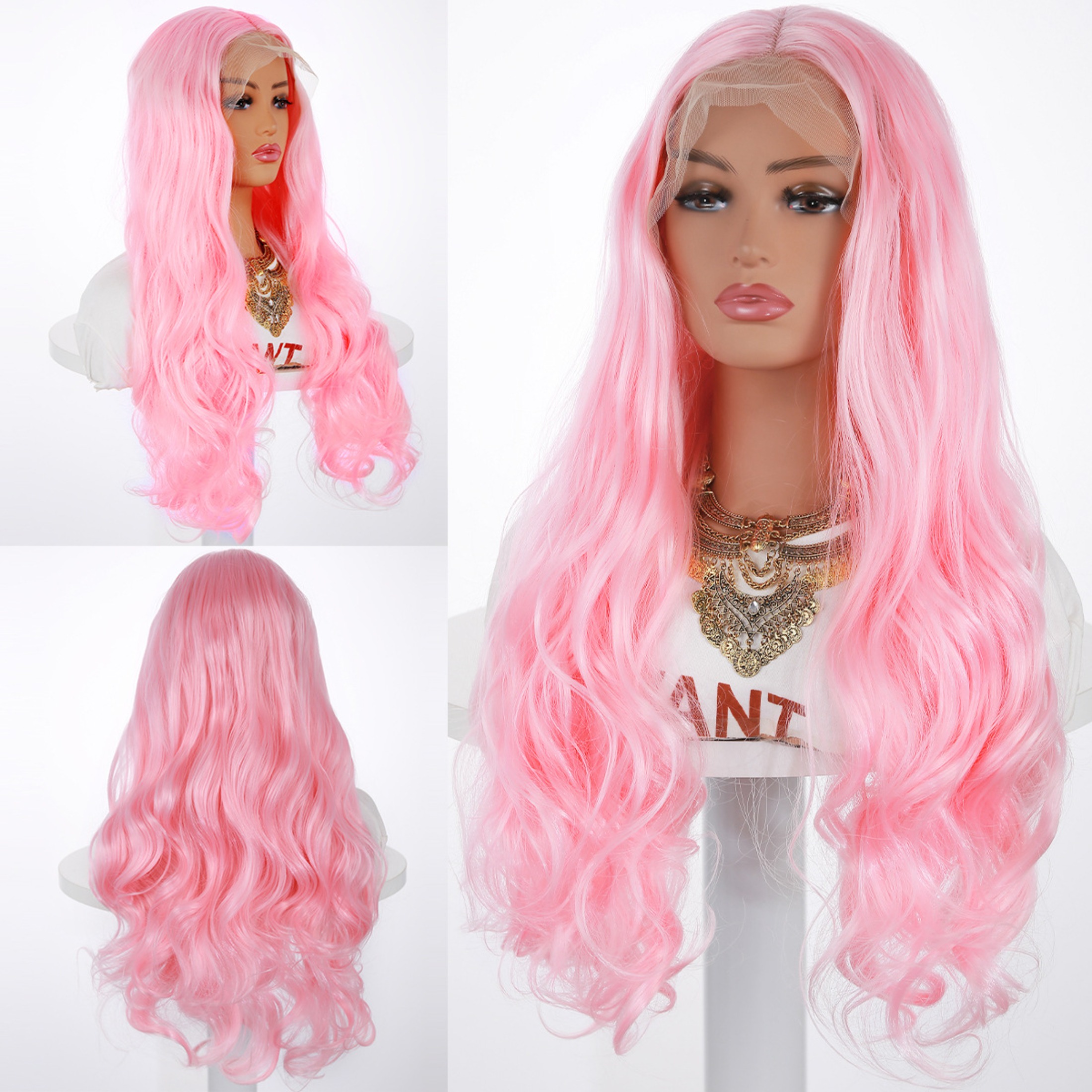 Glueless wigs, pre-plucked and pre-cut for beginners, women's synthetic lace front wigs, long wavy lace hairline with middle parting, suitable for daily parties, ready to wear in 3 seconds