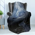 thumbnail image 4 of Nature Soft Flannel Fleece Throw Blanket, Thunderstorm over Road Vibrant Strong Beam Before the Sky Blows Weather Image, Cozy Plush for Indoor and Outdoor Use, 70" x 90", Dark Blue Grey, by Ambesonne, 4 of 5