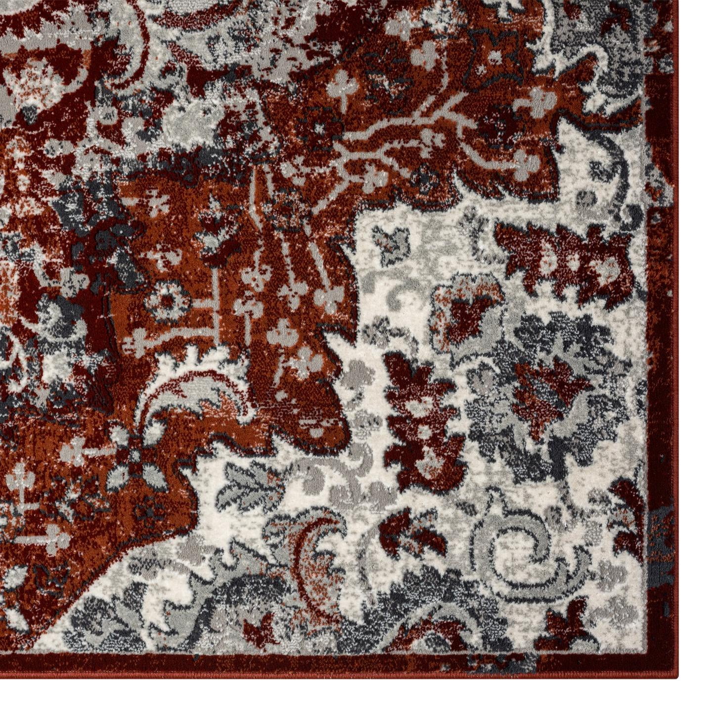 Luxe Weavers Moroccan Red 4x5 Medallion Area Rug, Floral Living Room Carpet