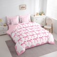 thumbnail image 4 of Manfei Lovely Bow 7 Pieces Bedding Comforter Set,Cartoon Bow Tie Full Bedding Set,Light Pink Fitted Sheet Flat Sheet For Kids,Breathable Home Decor Reversible, 4 of 9