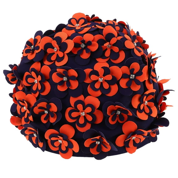 STRANDCHIC Swim Cap with Elegant Flower Design, Swimming Hat for Adults, Pool & Beach Accessories, 1 Piece