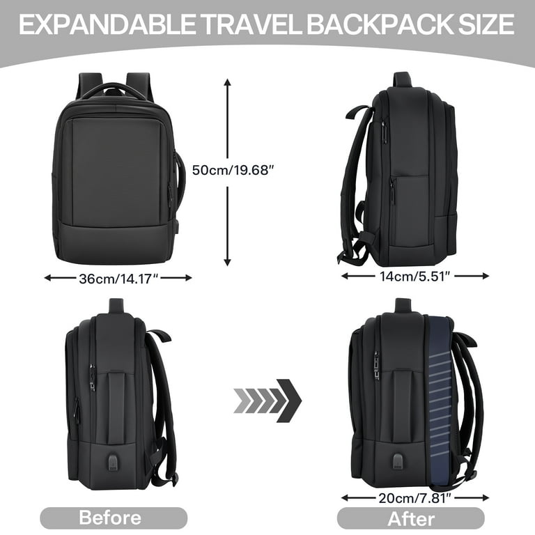 36l travel backpack Aisboks 36L Expandable 17.3'' Laptop Backpack,Carry On Business Travel  Backpack for Men and Women, Premuim Weekender Luggage Bag with USB Charging