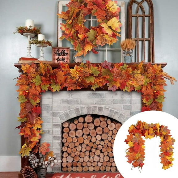 Artificial Maple Leaf Garland Lifelike Fall Vine Decor for Thanksgiving Autumn Home Decorations for Wall Door Garden and Party Accents