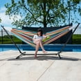 thumbnail image 6 of Vivere Double Sunbrella Hammock, Steel Stand, Portable Outdoor Lounge, Confetti, 6 of 7