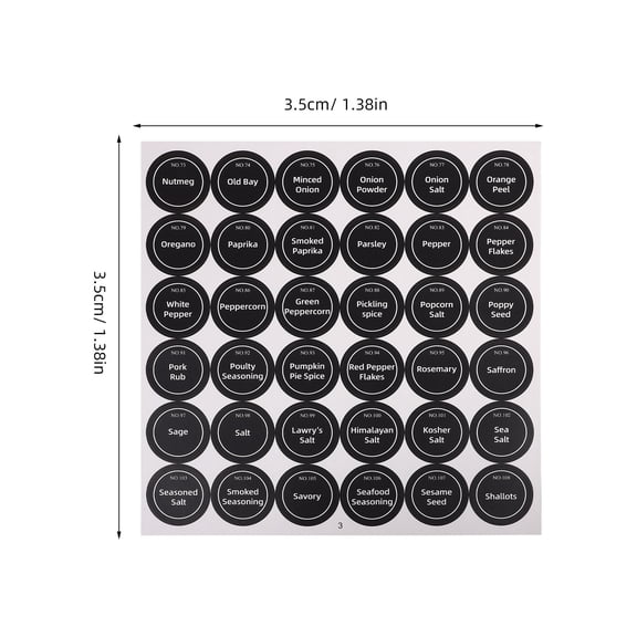 OUNONA Labels for Food Containers 20 Sheets Round Spice Jar Black Paper Waterproof Preprinted English Stickers