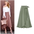 thumbnail image 5 of Falda de media longitud, otoño de mujer, falda irregular de cintura alta, falda con abertura, talla grande, largo medio, falda de mujer con cordones, largo medio, 5 of 5