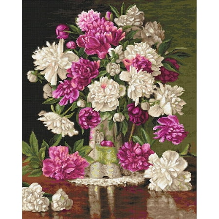 UPC: 4840746024146 | Red and White Peonies B608L Counted Cross-Stitch Kit