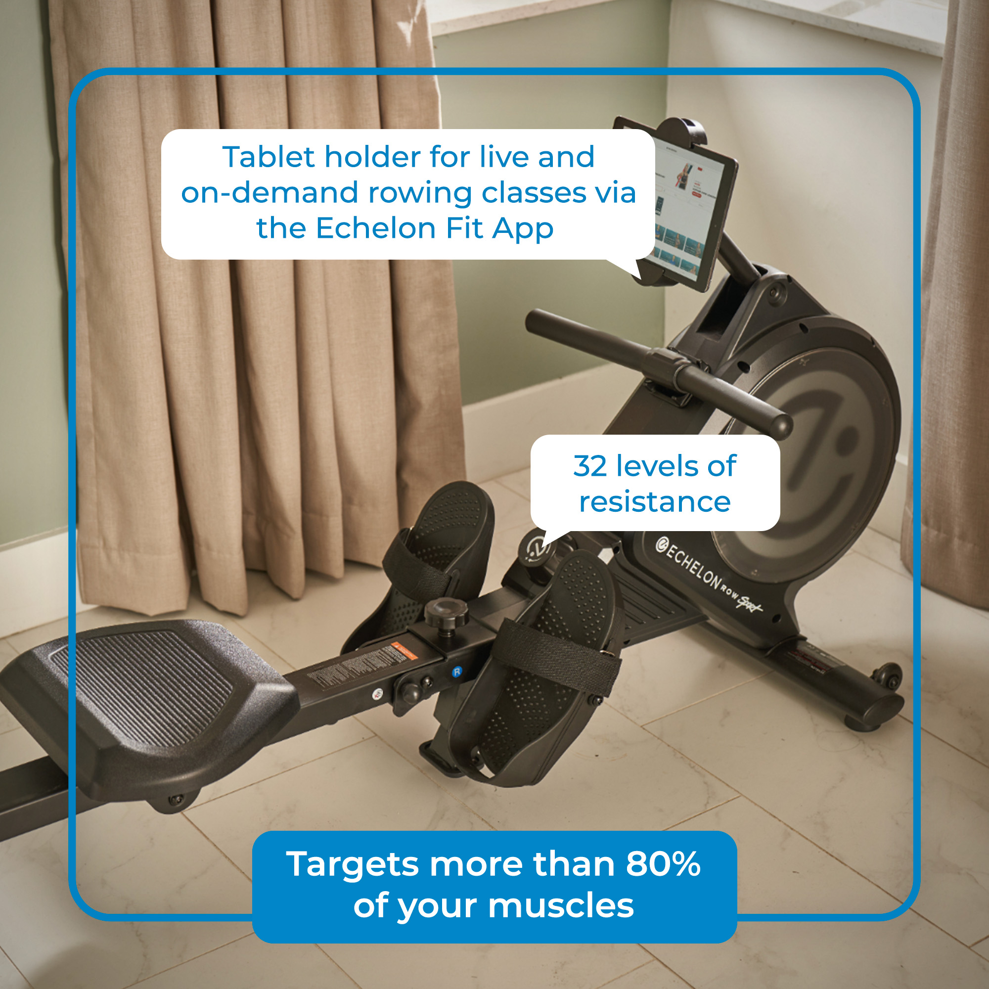 Echelon Sport Exercise Rower with 32 Levels of Magnetic Resistance + 30-Day Free Membership Trial - image 4 of 8