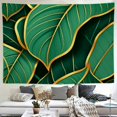 thumbnail image 2 of RKSupls Tapestry Wall Hanging Art, Green Tropical Leaves Gold Veins Pattern Tapestry Decoration for Daily Bedroom, Dorm, Living Room, Apartment Hallway Home Decor, 2 of 5