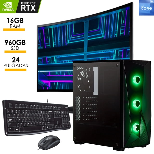 PC gamer i5 12400F Super Tienda RAM 16GB SSD 960GB Nvidia RTX 3060 monitor 24"