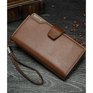Men's 3 folds High Quality Large Section Wallet Brown