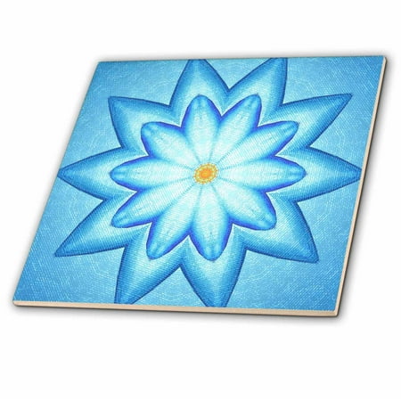 Rose Blue Lotus Flower Kaleidoscope Pattern Ceramic Tile 6 Inch