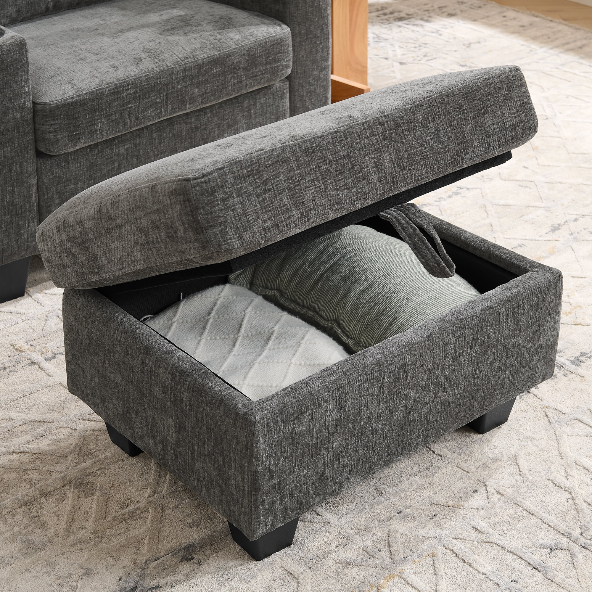 Recliner Chair with Adjustable Backrest, Cup Holders, USB Charging Port, Phone Stand, Arm Storage and Storage Ottoman