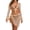 Khaki, variant on Women 4 Piece Swimsuit Halter Triangle High Cut Bikini Set with Coverup Top and Skirt - Pink - S