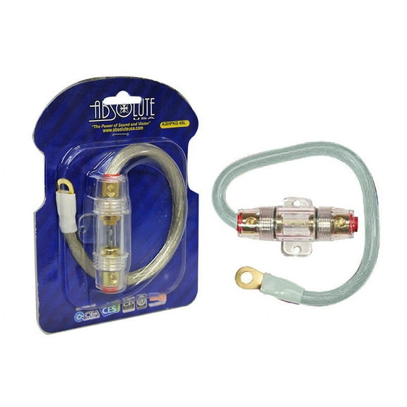Absolute AGHPKG4SI 4 Gauge Silver Power Cable and In-Line Fuse Kit with 60A Fuse and Ring Terminal