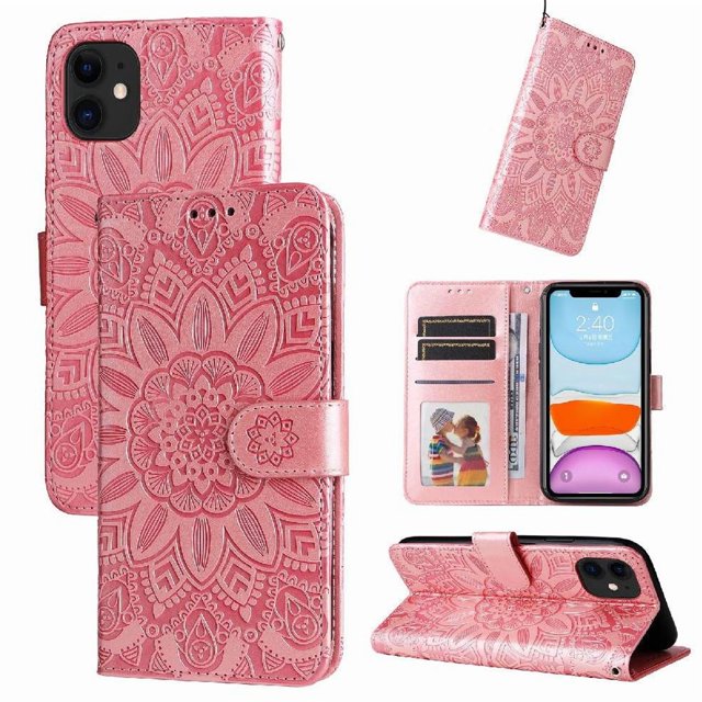 Funda tipo cartera GANGXUN para iPhone 11 Pro , diseño girasol, cuero PU, soporte, cierre magnético, tarjetero
