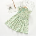 thumbnail image 2 of Penkiiy Robe Mignonne à Manches Volantes pour Filles Bébés Enfants Mode Imprimé Fleur Douce Robe à Volants Occasions Spéciales 4-5 Ans Vert Menthe en Solde, 2 of 4