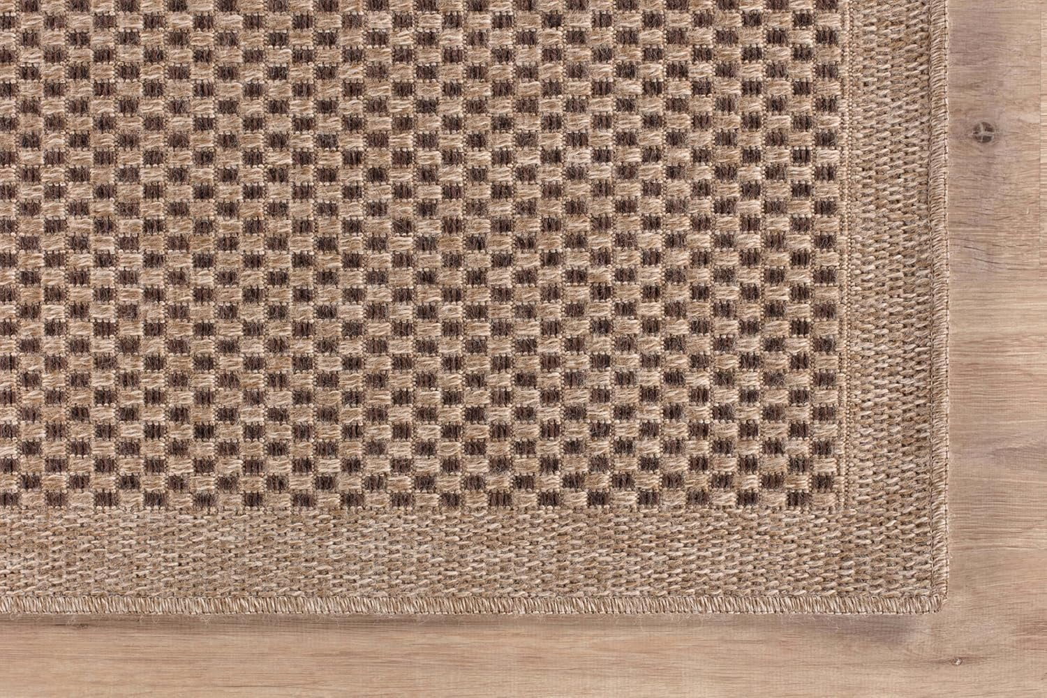 CAMILSON Easy Jute Rug Indoor Outdoor Farmhouse Area Rugs Checkered-Natural 6x9