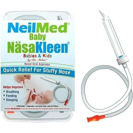 NeilMed Baby NasaKleen Nasal-Oral Aspirator with 49 Hygiene Filters and a Convenient Storage Travel Case