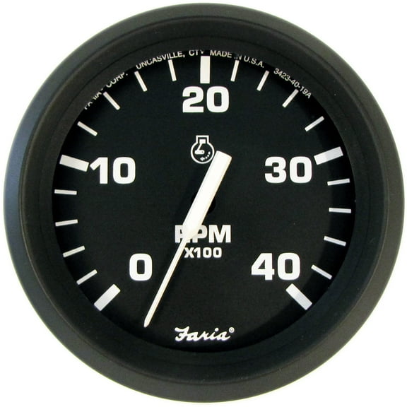 Faria Euro Black 4" Tachometer - 4,000 RPM