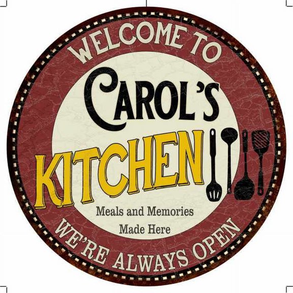 Carol's Kitchen 12" Round Metal Sign Bar Game Room Wall Déco 200120040020