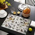 thumbnail image 3 of Dinosaurs Placemats Set of 6, Natural Primitive Wild Animals Wood Grain Placemats for Dining Table, Place Mats for Kitchen Tabletop, Waterproof Wipeable Dining Table Mats Set, 3 of 9