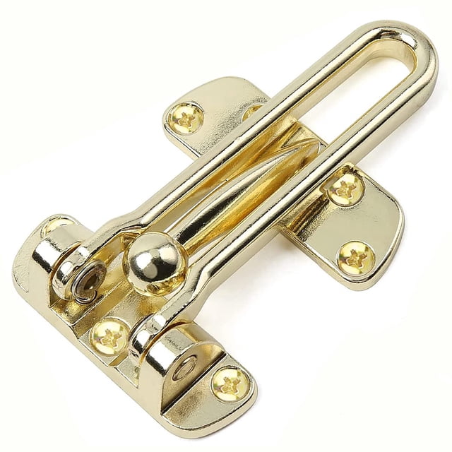 Home Security Door Lock Swing Bar - Gold Alloy Anti-Theft Door Guard Latch - For Front Door and Interior Door - Security Reinforcement Door Stopper - Gold