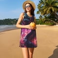 thumbnail image 3 of Lsque Neon Futuristic Dragon Pattern Summer Dresses for Women – Sleeveless T-Shirt Swing Sundress, Perfect for the Beach and Casual Days, 3 of 7