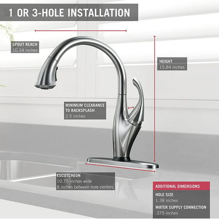 Delta Addison Single Handle Kitchen Faucet Arctic Stainless Steel