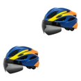 thumbnail image 4 of Eigraketly Casco de bicicleta con correas reflectantes para mayor seguridad: ser visto y estar seguro Resistencia al aire reducida PC Casco de Azul amarillo 2piezas, 4 of 6