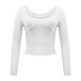 thumbnail image 3 of Luxalzxs Womens Fashion Y2K Fall Long Sleeve Tops Ruffled Low Cut Basic Layering Tee Shirts Crop Tops, 3 of 4