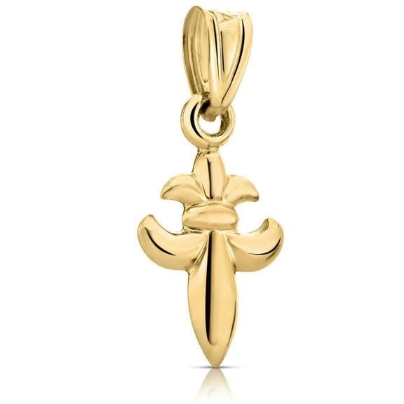 Art and Molly Real 14K Yellow Gold Fleur-de-Lis Charm Pendant