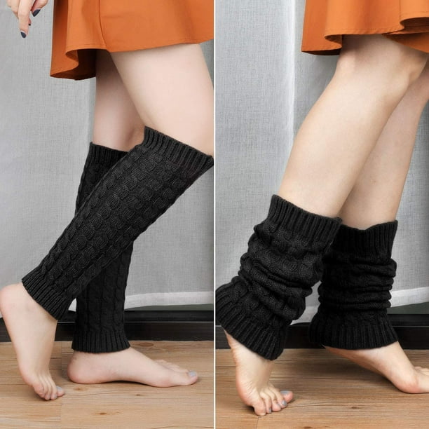 Women's long leg warmers, 3 pairs of women's leg warmers / thicken leg  warmers gray-white black-white one-size 