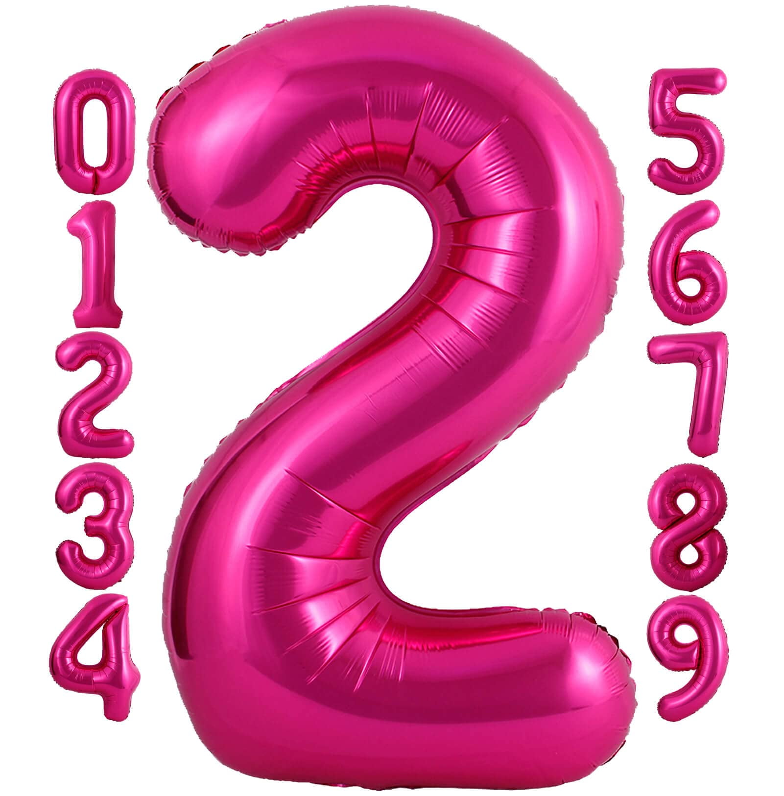 40 Inch Hot Pink Number 2 Balloon Large Size Jumbo Digit Mylar Foil