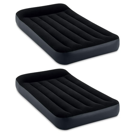 Intex Dura Pillow Rest Classic Blow Up Air Mattress w/Pump, Twin (2 Pack)