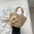 thumbnail image 1 of Xiao Hua Bolso de hombro tejido para mujer, bolso de mano y neceser, elegante bolso de playa de verano, 28 x 11 x 15 cm (blanco A), 1 of 4