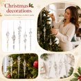 thumbnail image 3 of Christmas Crystal Icicle Ornament, Clear Beaded Hanging Pendant with Silver Accents, Elegant Sparkling Drop Decor for Xmas Tree Window Home Party, 3 of 3