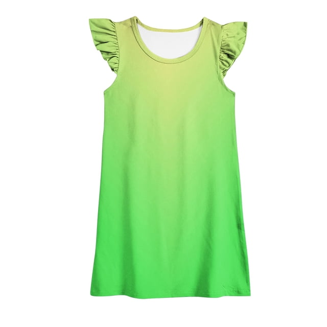 Plebaso Robes pour Bébés Filles Été Col Rond Manches Volantes Dégradé Robe d'Été Mode Enfants