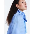 thumbnail image 5 of Free Assembly Women's Ruffle Tie Neck Cotton Top with Long Puff Sleeves, Sizes XS-XXL, 5 of 6