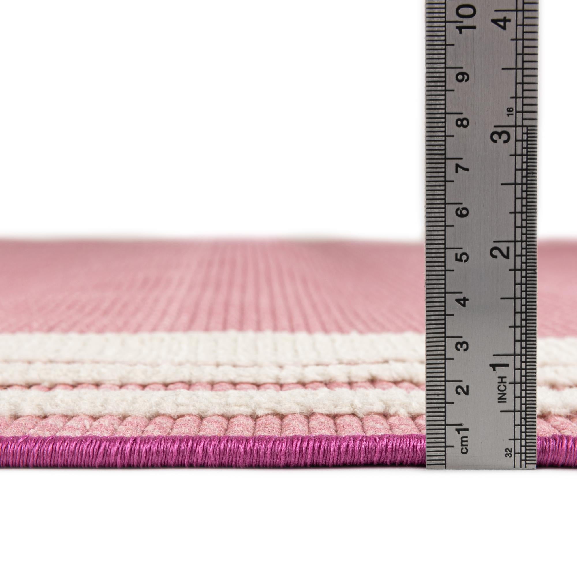 Unique Loom Aruba Outdoor Collection Area Rug - Tanki (7' 10" x 10' Rectangle Pink/Ivory)